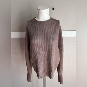 Absolutely Creative Worldwide Taupe Ribbed Crewneck Sweater